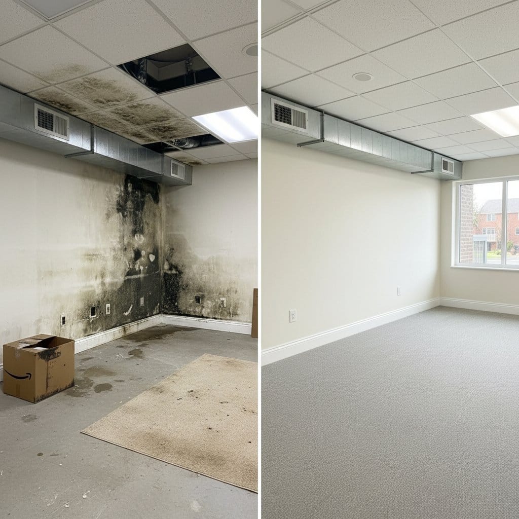 Bathroom & Kitchen Mold Removal restoration — commercial office space of commercial property in Teaneck, NJ